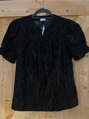 NWT J.Crew Metallic-Dot Puff-Sleeve Top Size Small